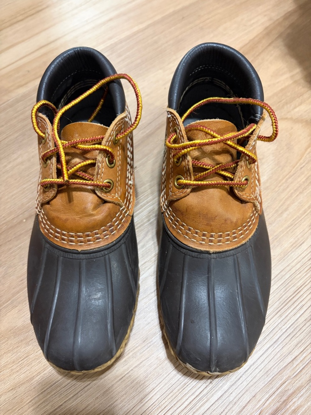 L.L.Bean Bean Boots Duck Boots Brown Leather Rubber Youth 5 Women’s 6
